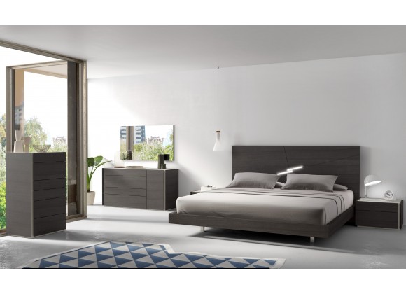 J&M Furniture Faro Premium Bedroom Set in Wenge with Light Grey 