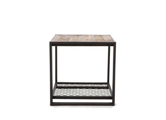 Crawford and Burke Blair Reclaimed Wood and Metal 23" Side Table, Front View