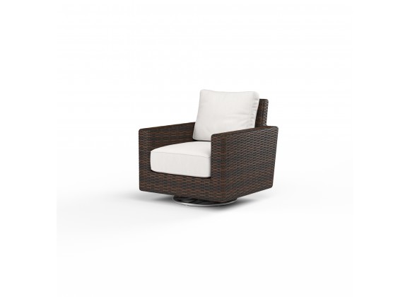 Montecito Swivel Rocker Club Chair in Canvas Flax w/ Self Welt - Front Side Angle