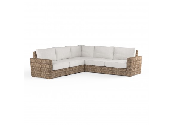 Havana Sectional in Canvas Flax w/ Self Welt - Front Side Angle