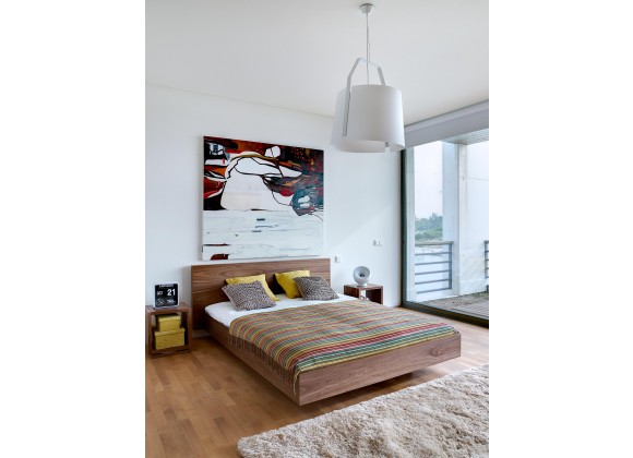 TemaHome Float Bed - Queen Size With Mattress Support in Walnut - Lifestyle