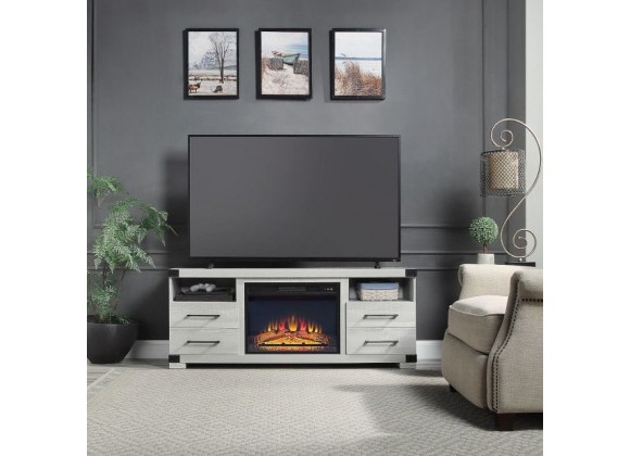 Manhattan Comfort Richmond 60" Fireplace with 2 Drawers and 2 Shelves in Grey