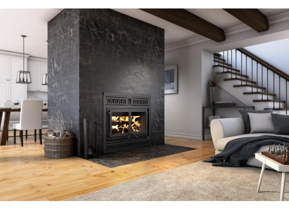 Valcourt Fireplace Waterloo Wood Burning Fireplace with Chimney - Lifestyle 