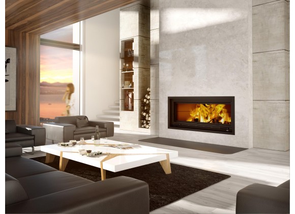 Valcourt Fireplace Saint Laurent Linear Wood Burning Fireplace with Chimney - Lifestyle