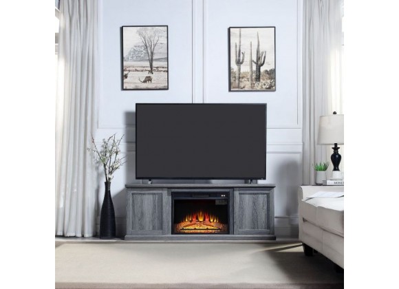 Manhattan Comfort Franklin 60" Fireplace with 2 Doors in Grey