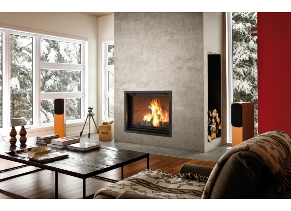 Valcourt Fireplace Antoinette Wood Burning Fireplace with Chimney - Lifestyle 