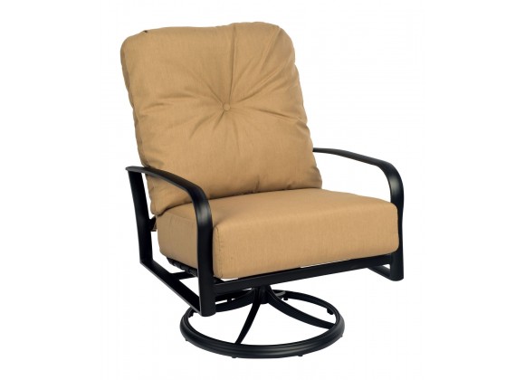 Woodard Fremont Cushion Big Man's Swivel Rocking Lounge Chair in Black - Angled