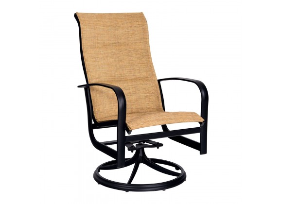Woodard Fremont Padded Sling High Back Swivel Rocking Dining Armchair