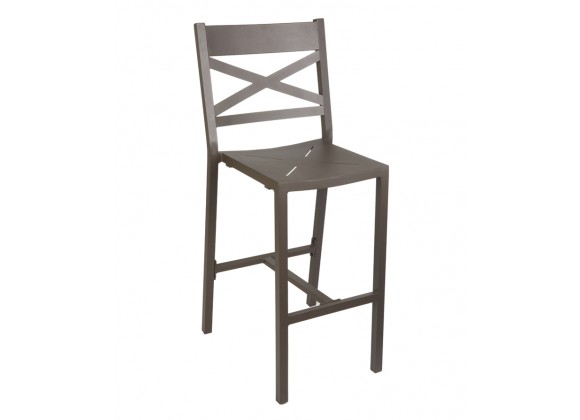 Fresco - Cross Back Barstool - Powder Coated Aluminum - Bronze