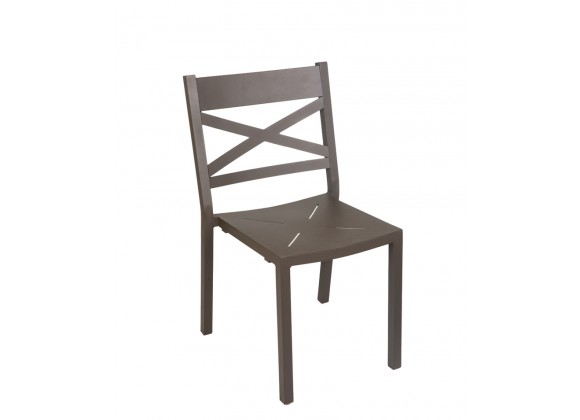 Fresco - Cross Back Stacking Side Chair - Powder Coated Aluminum - Bronze