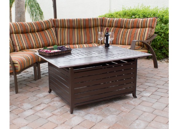 AZ Patio Heaters Outdoor Aluminum Rectangular Fire Pit in Hammered Bronze - Lifestyle