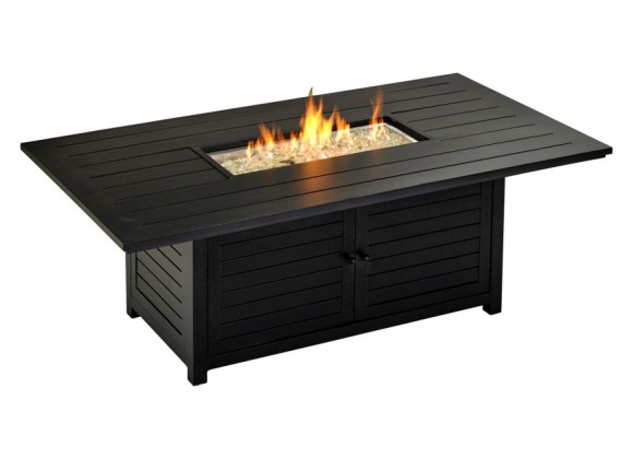 72" X 40" Regal Series Rectangle Chat Table With Fire Pit - Angled with Fire