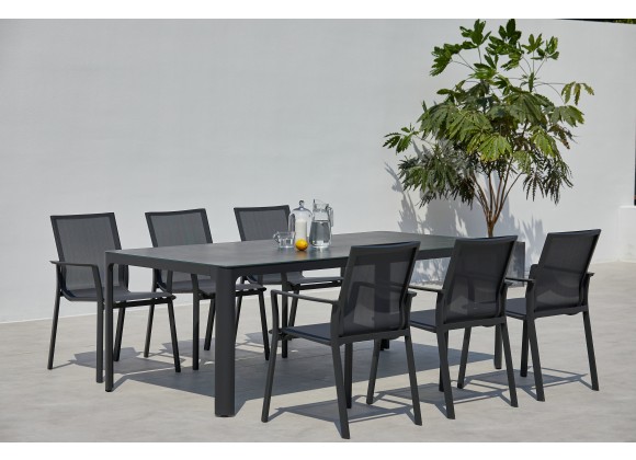 Bellini Home and Garden Waldorf 7pc Dining Set In Dark Grey Lava Frame Finish 010