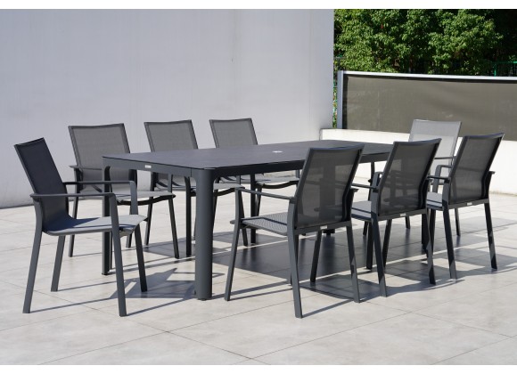 Bellini Home and Garden Waldorf 9pc Dining Set with Tribeca with Ceramic Glass Table Top 001