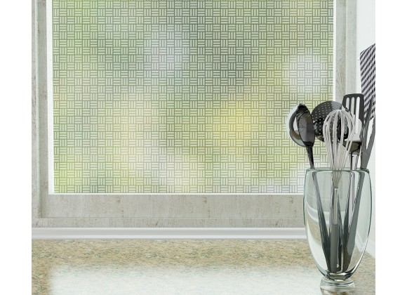 Odhams Press Egyptian Weave Frosted Non-Adhesive Decorative Window Film - Privacy Cling Film