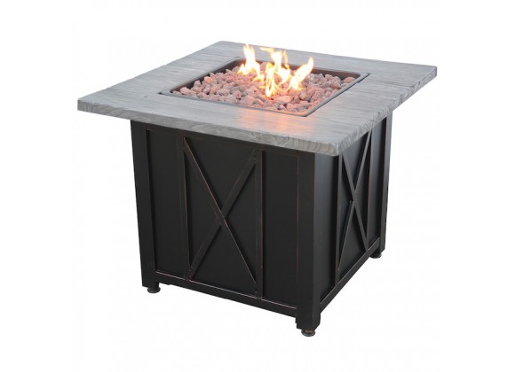 Mr. Bar-B-Q Endless Summer® LP Gas Outdoor Fire Pit with 30-in Wood Look Resin Mantel