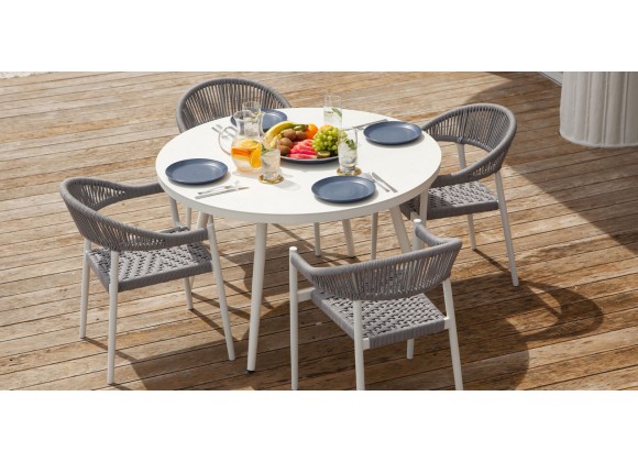 Source Furniture Aria 48" Round Aluminum Frame Dining Table