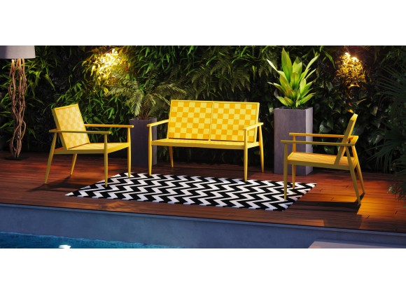 Source Outdoor Furniture Danish Aluminum Sling Strap Loveseat
