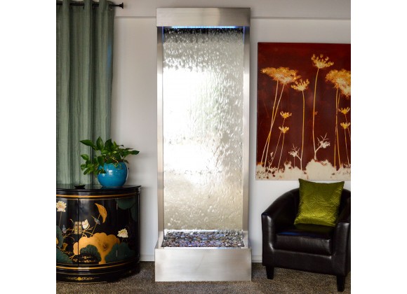 Towering 8' Stainless Steel Gardenfall with Silver Mirror - Front