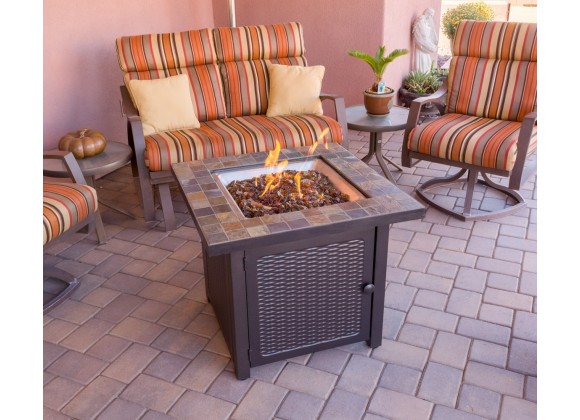 AZ Patio Heaters Square Slate Fire Pit - Lifestyle