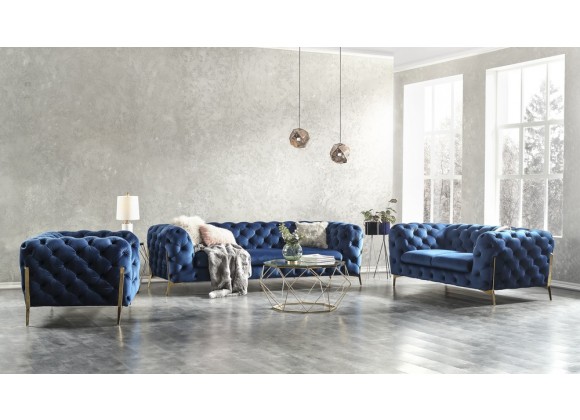 J&M Furniture Glamour Sofa in Blue Sofa Set