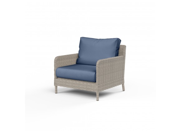 Manhattan Club Chair in Spectrum Indigo w/ Self Welt - Front Side Angle