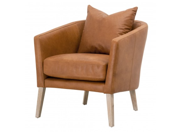  Essentials For Living Gordon Club Chair in Whiskey Brown Top Grain Leather - Angled
