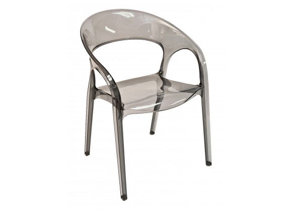 Polypropylene Shell With Aluminum Legs Side Chair - GOSSIP - Smoke Gray