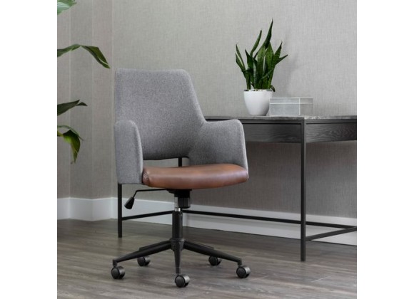 Sunpan Ian Office Chair - Bravo Cognac/Salt and Pepper Tweed  - Lifestyle