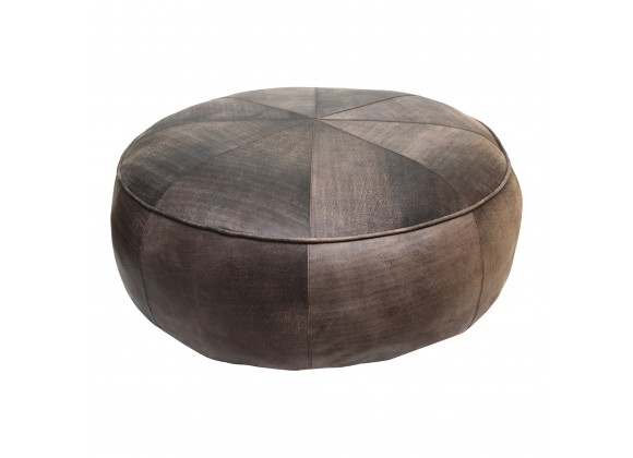 Moe's Home Collection Arthuro Leather Ottoman Antique Brown - Front Angle
