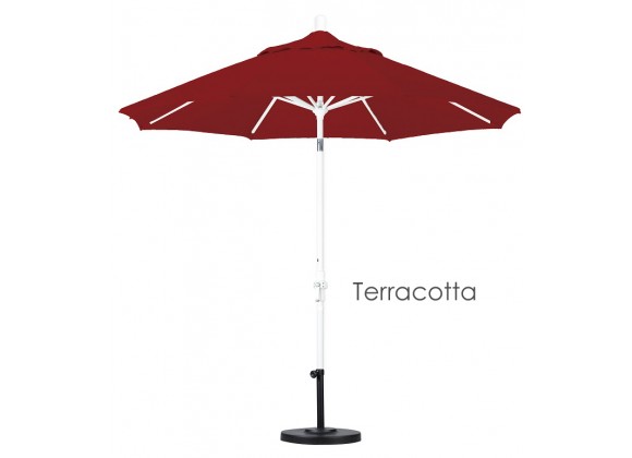 California Umbrella 9' Aluminum Market Umbrella Collar Tilt - Matted White - Sunbrella
