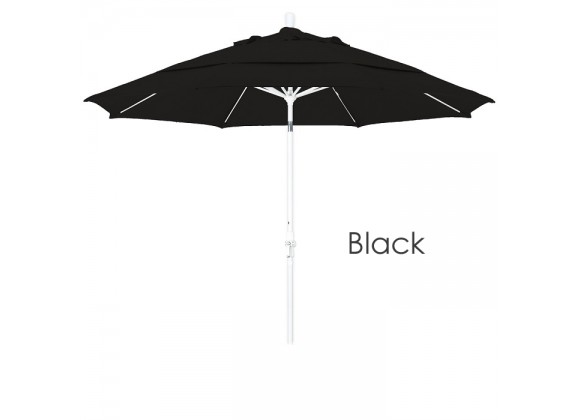 California Umbrella 11' Fiberglass Market Umbrella Collar Tilt DV Matted White - Olefin