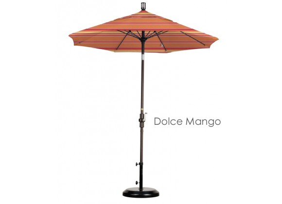 California Umbrella 7.5' Fiberglass Market Umbrella Collar Tilt - Bronze - Sunbrella