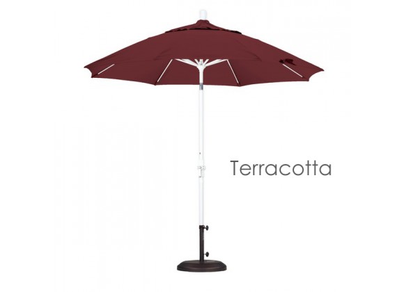 California Umbrella 9' Fiberglass Market Umbrella Collar Tilt M White - Olefin