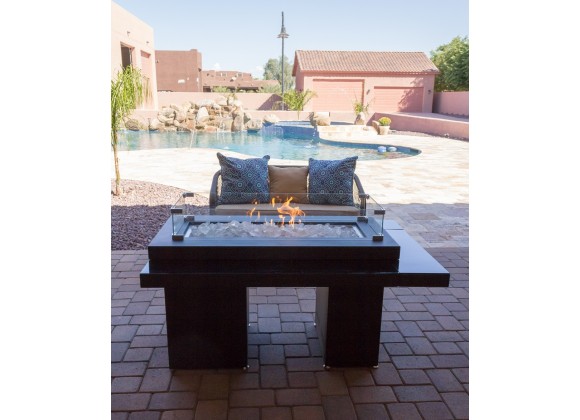AZ Patio Heaters Two Tiered Firepit in Black Mocha - Covered - Lifestyle