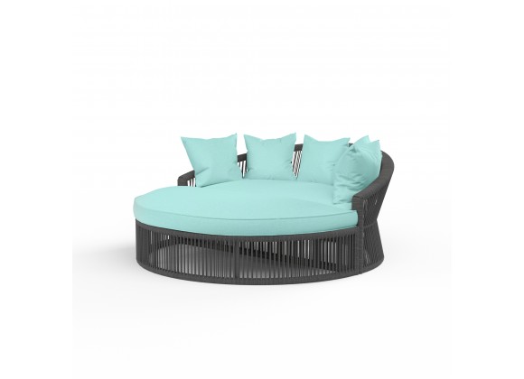 Milano Daybed in Dupione Celeste w/ Self Welt - Front Side Angle