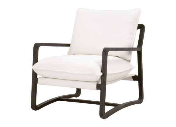 Essentials For Living Hamlin Club Chair in Performance Boucle Snow, Matte Brown Oak - Front Side Angle