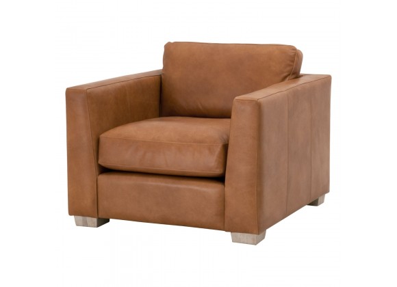Essentials For Living Hayden Taper Arm Sofa Chair in Whiskey Brown Top Grain Leather - Angled View