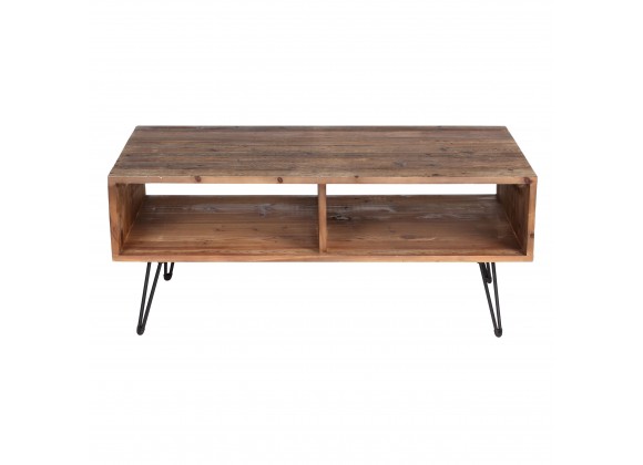 Crawford and Burke Beckham Reclaimed Wood 42" Foldable Coffee Table, Front Angle