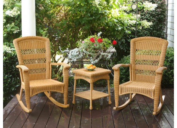 Tortuga Outdoor Portside Classic Wicker Rocking Chair 3pc Set  