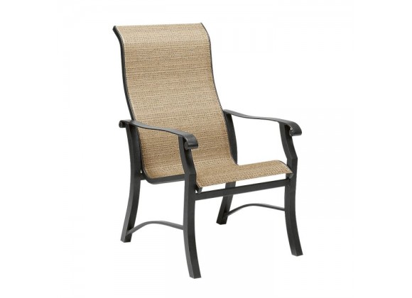 Woodard Cortland Sling High-Back Dining Armchair - Angled