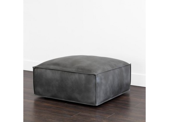 Sunpan Liron Ottoman Overcast Grey - Front Side Angle
