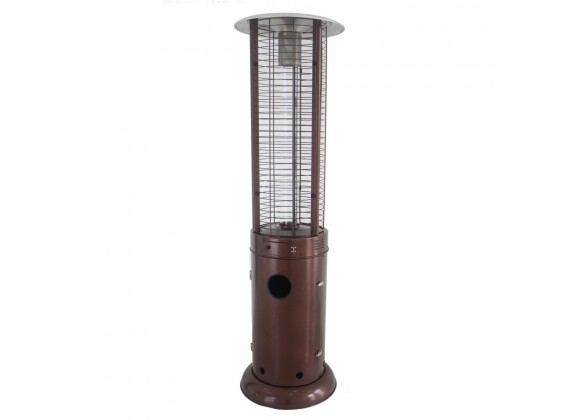 AZ Patio Heaters Round Commercial Glass Cylinder Patio Heater in Hammered Bronze with Clear Tube - Front Angle