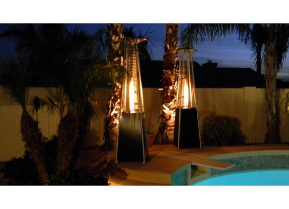 AZ Patio Heaters Glass Tube Patio Heater in Hammered Bronze - Lifestyle