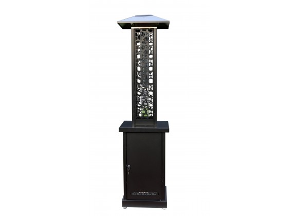 AZ Patio Heaters Hiland Wood Pellet Glass Tube Heater In Matte Black - Front Angle