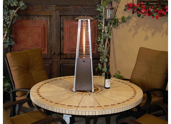 AZ Patio Heaters Glass Tube Table Top Patio Heater in Hammered Bronze - Lifestyle