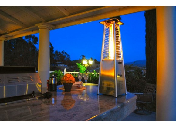 AZ Patio Heaters Glass Tube Table Top Patio Heater in Stainless Steel - Lifestyle