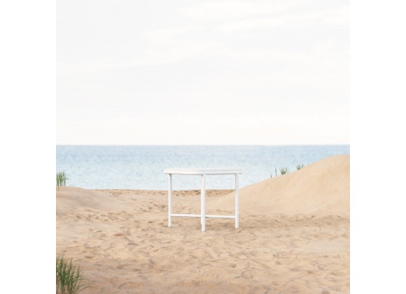 Azzurro Living Hampton Side Table With Matte White Aluminum And Honed Carrara Marble - Lifestyle