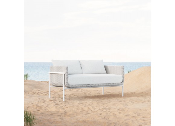 Azzurro Living Hampton 2 Seat Sofa With Polar Cushion in Beach White All-Weather Wicker - Lifestyle