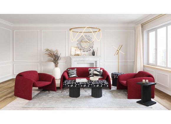 Zuo Modern Horten Accent Chair in Red - Lifestyle Shot with Set 2